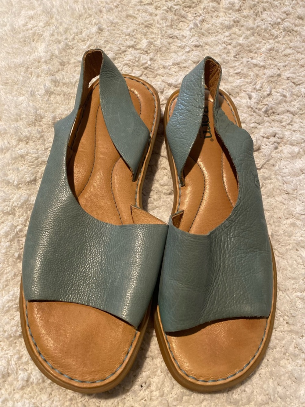 Born Leather Slingback Sandals in Slate Blue-Green